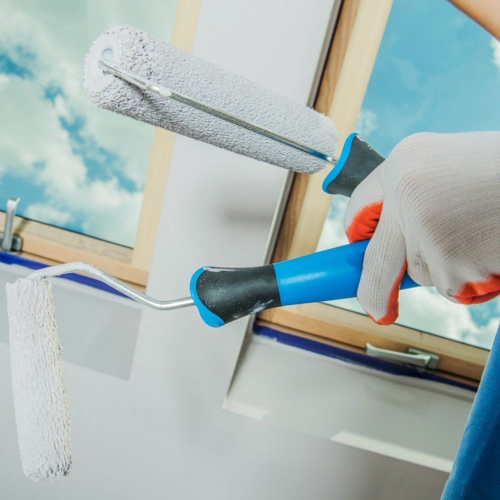 Room Painting Tools. Paintbrush and the Roller. Construction Industry Theme.